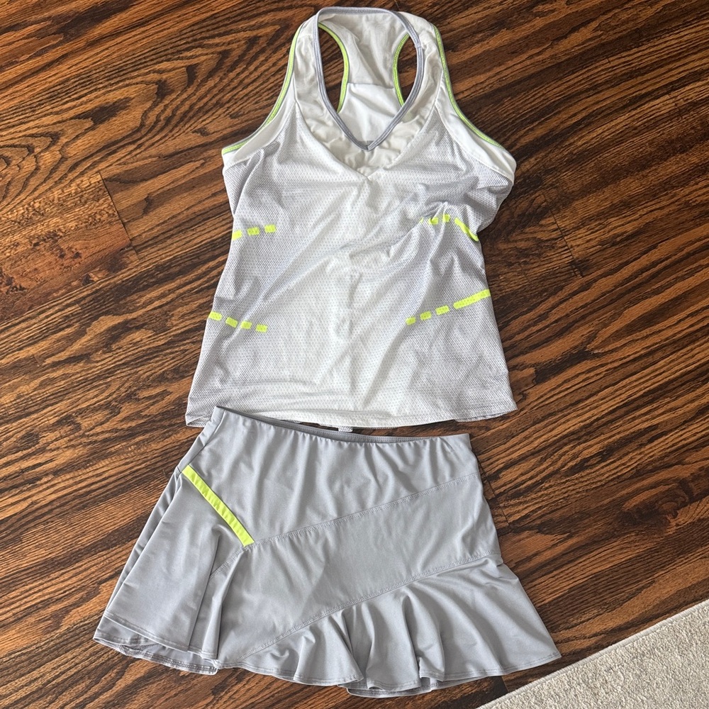 Lucky in love Women's White and Gray tennis Activewear Set